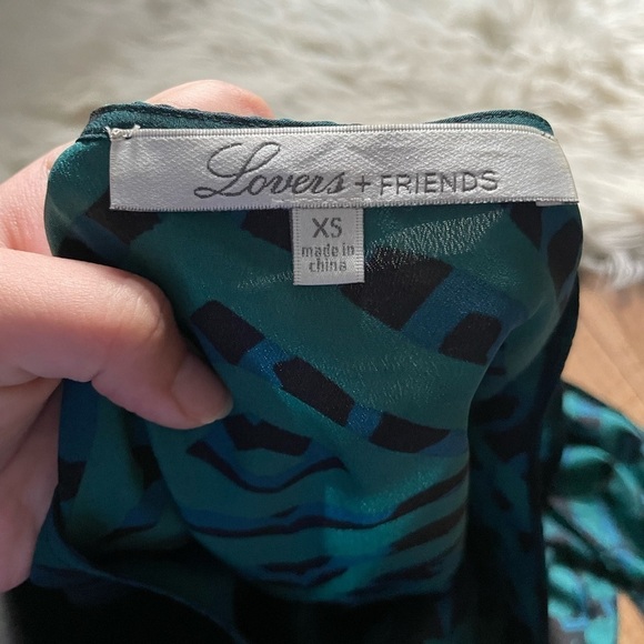 LOVERS + FRIENDS Daydream Evergreen Animal Print Cutout Sleeve Blouse - Picture 4 of 4